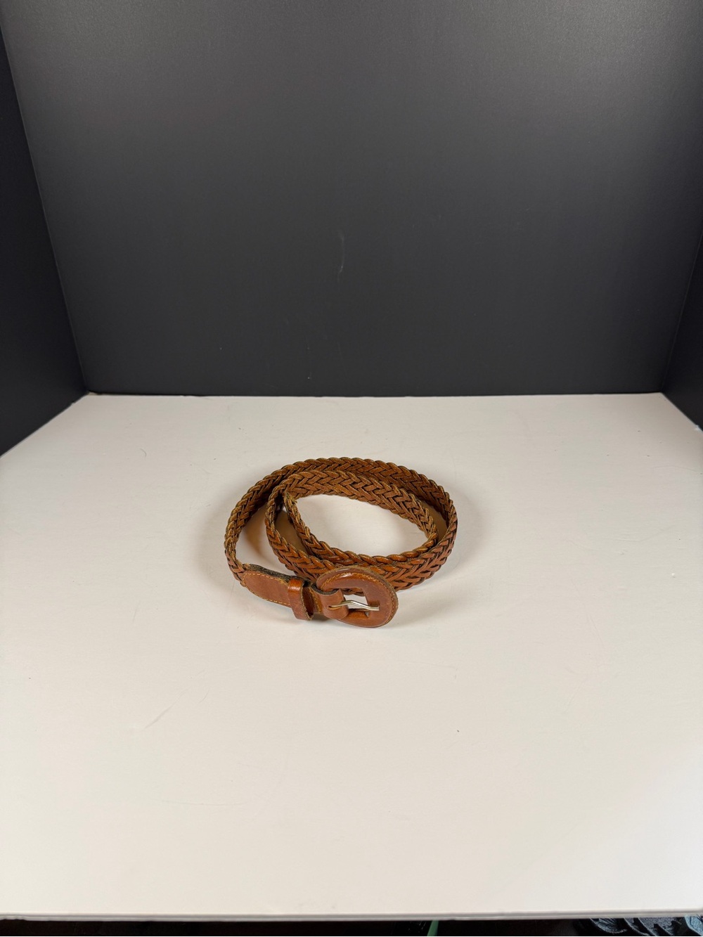 Vtg 90s Boho Brown Braided Leather Belt Uruguay